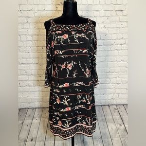 White House Black Market Floral Dress Cutout Sleeves